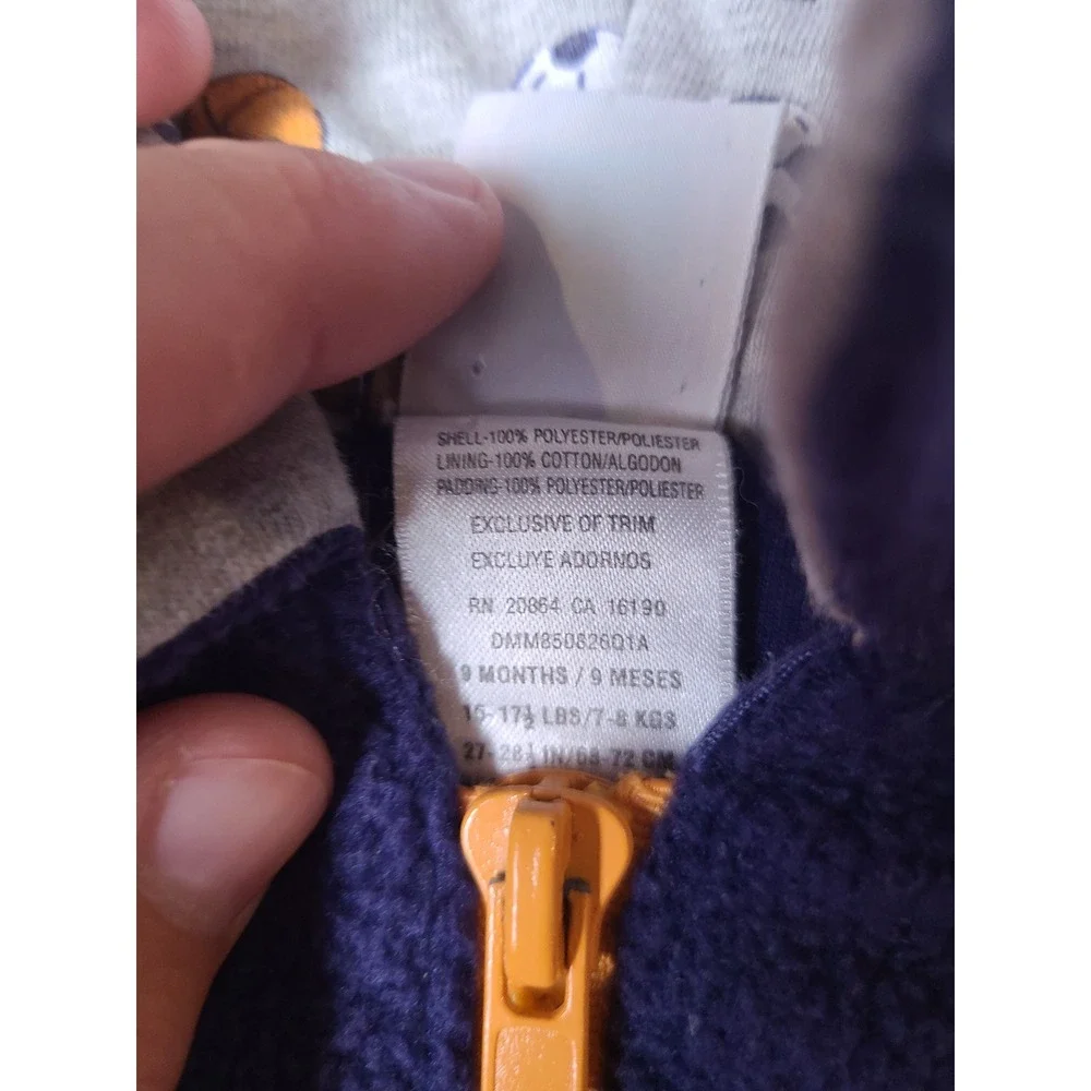 VTG Y2K 90s Little Me Fleece Pram Suit Baby 9M Football First String Hood Footed